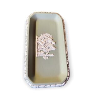 Rare Retro WEDGWOOD England GREEN JASPERWARE Ophion Tray Dish